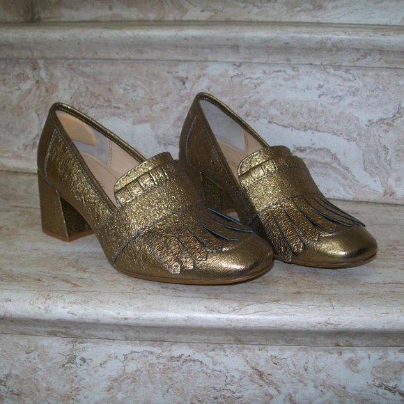 Kenneth Cole New York Women's Macey Kiltie Toe Dress Pump Square Toe Gold 7 1/2 - Picture 2 of 10